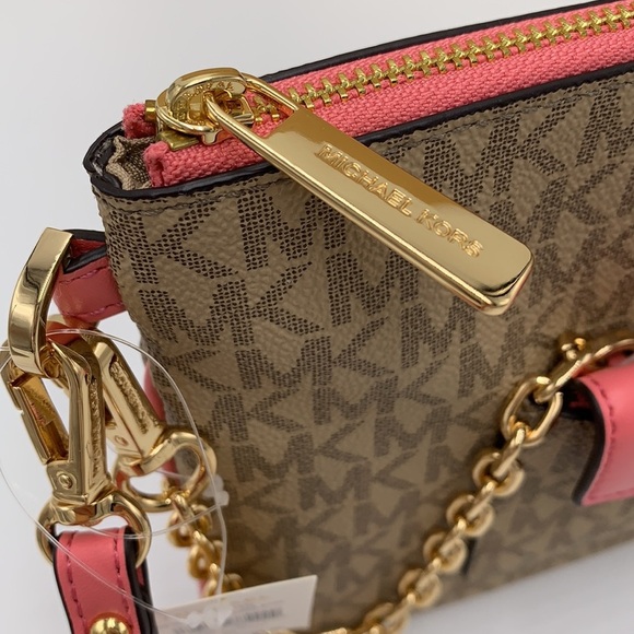 Michael Kors Jet Set LG 2 in 1 card case wristlet Wallet TEA ROSE COLOR - Picture 15 of 16